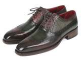 Paul Parkman Goodyear Welted Oxfords Brown & Green Shoes (ID#BW926GR) Size 10.5-11 D(M) US