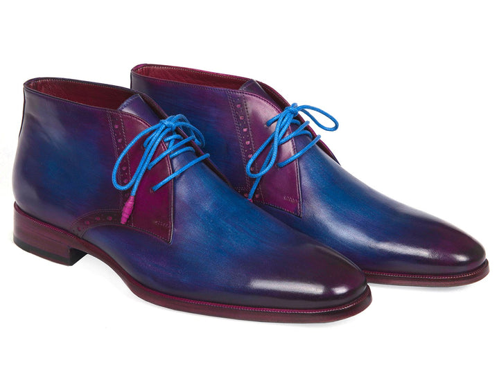 Paul Parkman Men's Chukka Boots Blue & Purple Shoes (ID#CK55U7) Size 6 D(M) US