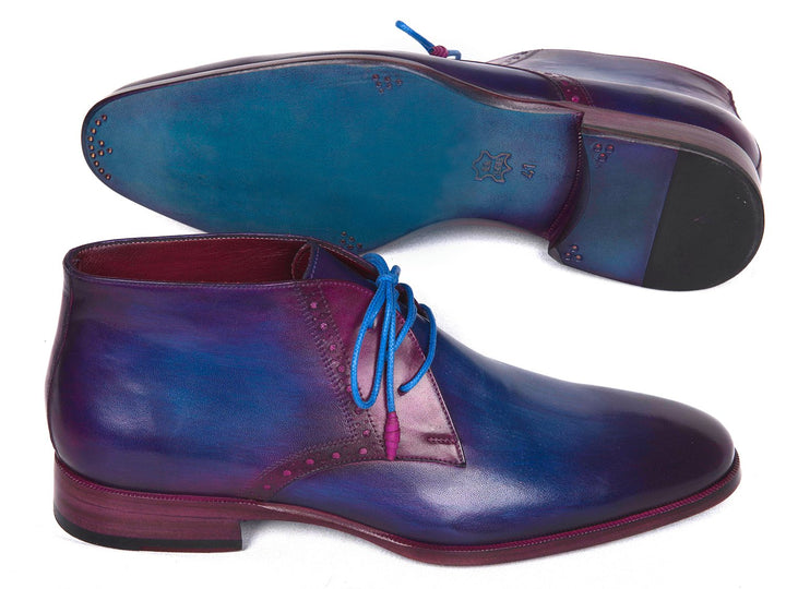 Paul Parkman Men's Chukka Boots Blue & Purple Shoes (ID#CK55U7) Size 6.5-7 D(M) US