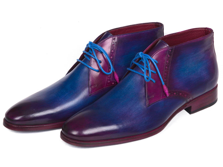 Paul Parkman Men's Chukka Boots Blue & Purple Shoes (ID#CK55U7) Size 9.5-10 D(M) US