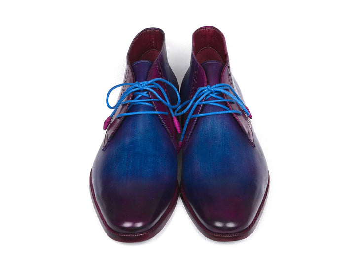 Paul Parkman Men's Chukka Boots Blue & Purple Shoes (ID#CK55U7) Size 9-9.5 D(M) US