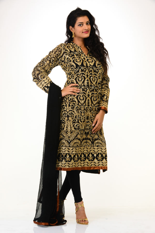 Classy Black Kurti Churidar - Bollywood inspired