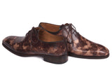 Paul Parkman Camouflage Hand-Painted Wholecut Oxfords Brown Shoes (ID#CM37BRW) Size 7.5 D(M) US