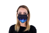 3 Pk Printed Blue Fire Multi Color Reusable Face Mask Unisex Breathable Washable 2 Layer Ice Silk & Cotton Fabric