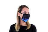 3 Pk Printed Blue Fire Multi Color Reusable Face Mask Unisex Breathable Washable 2 Layer Ice Silk & Cotton Fabric