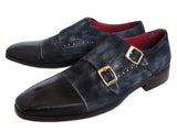 Paul Parkman Men's Captoe Double Monkstraps Navy Suede Shoes (Id#Fk77W) Size 7.5 D(M) Us
