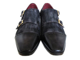 Paul Parkman Men's Captoe Double Monkstraps Navy Suede Shoes (Id#Fk77W) Size 9-9.5 D(M) Us