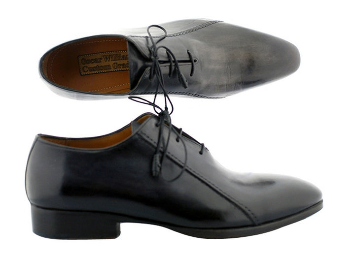 Oscar William Grey/Black Fulham Palace Men's Luxury Classic Leather Shoes-7.5