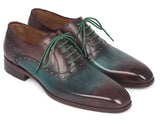 Paul Parkman Men's Green & Bordeaux Plain Toe Oxfords Shoes (ID#GH88BB) Size 11.5 D(M) US