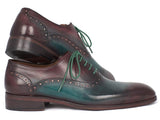 Paul Parkman Men's Green & Bordeaux Plain Toe Oxfords Shoes (ID#GH88BB) Size 6.5-7 D(M) US