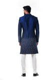 Midnight Blue Hand Embroidered Thread Work Sherwani Set