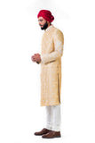 Off-White Thread Work Embroidery Sherwani Set