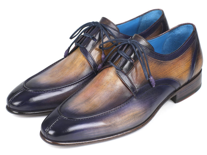 Paul Parkman Ghillie Lacing Camel & Purple Dress Shoes (ID#GU566PRP) Size 9-9.5 D(M) US