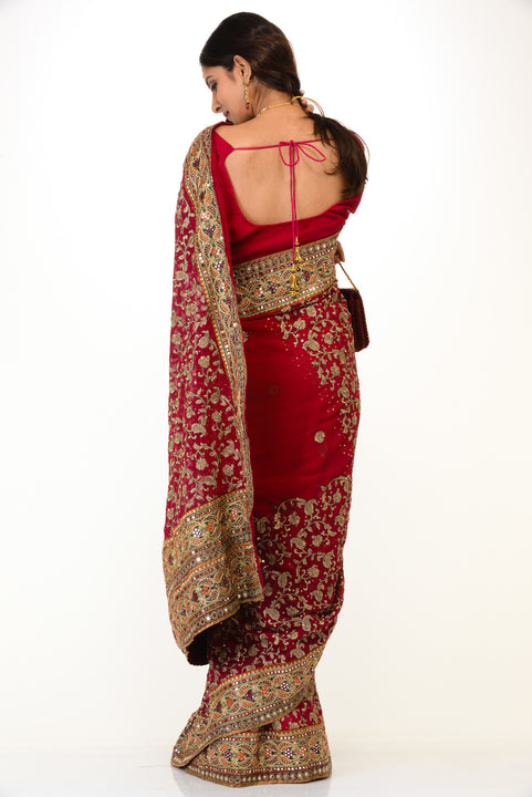 Rich Red Gold Indian Wedding Sari