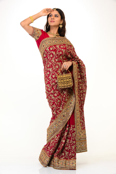 Rich Red Gold Indian Wedding Sari