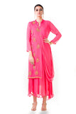 Pink Hand Embroidered Cowl Tunic Dress