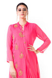 Pink Hand Embroidered Cowl Tunic Dress
