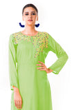 Parrot Green Sequin Work Silk Tunic