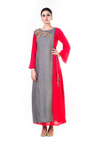 Hand Emroidered Grey & Red Gown