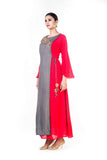 Hand Emroidered Grey & Red Gown