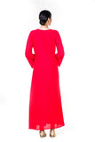 Hand Emroidered Grey & Red Gown