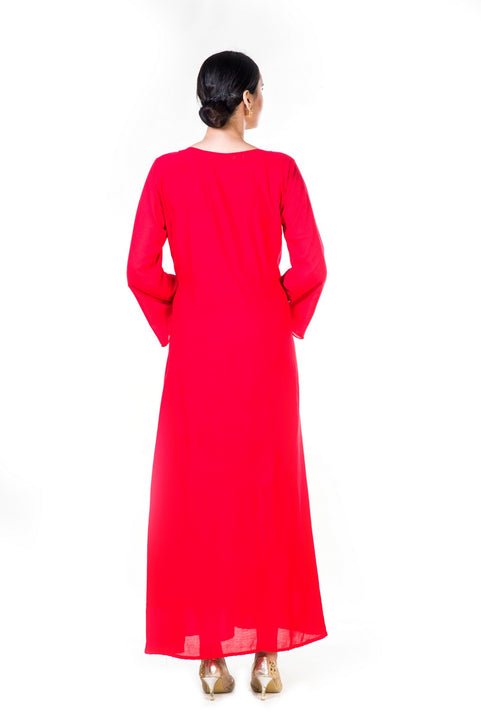 Hand Emroidered Grey & Red Gown