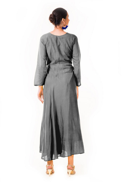 Grey Sequin Work Silk Tunic