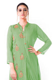 Mint Green Hand Embroidered Cowl Tunic Dress