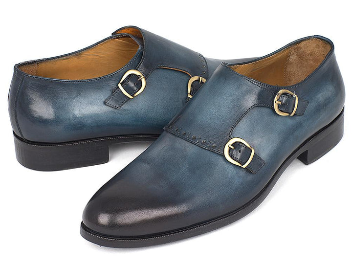 Paul Parkman Navy Double Monkstrap Shoes (ID#HT54-NAVY) Size 9.5-10 D(M) US