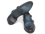 Paul Parkman Navy Double Monkstrap Shoes (ID#HT54-NAVY) Size 9-9.5 D(M) US