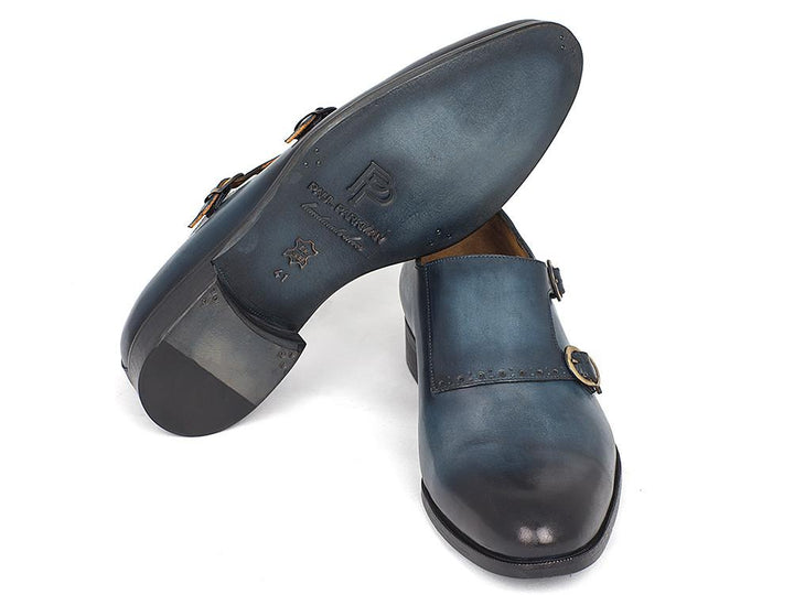 Paul Parkman Navy Double Monkstrap Shoes (ID#HT54-NAVY) Size 10.5-11 D(M) US