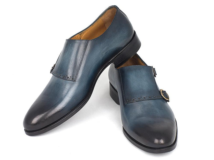 Paul Parkman Navy Double Monkstrap Shoes (ID#HT54-NAVY) Size 6.5-7 D(M) US
