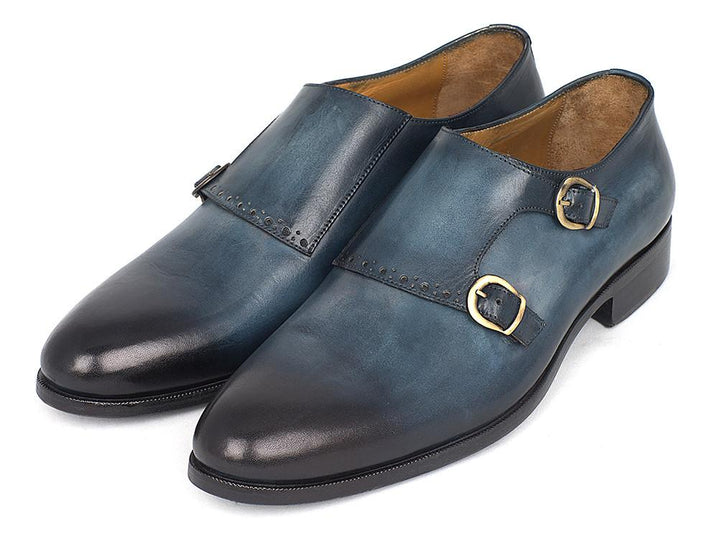 Paul Parkman Navy Double Monkstrap Shoes (ID#HT54-NAVY) Size 10.5-11 D(M) US
