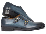 Paul Parkman Navy Double Monkstrap Shoes (ID#HT54-NAVY) Size 11.5 D(M) US