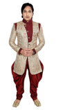 Gray Blended Cotton Silk Indian Wedding Indo-Western Sherwani For Men