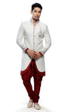 Attractive White Fabric Silk Indian Wedding Indo-Western Sherwani For Men