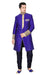 Blue Brocade Silk Indian Wedding Indo-Western Sherwani For Men