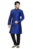 Blue Jacquard Silk Indian Wedding Indo-Western Sherwani For Men