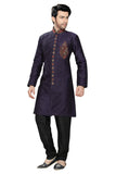 Violet & Black Art Silk Indian Wedding Indo-Western Sherwani For Men