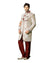 Beige Brocade & Jacquard Silk Indian Wedding Indo-Western Sherwani For Men