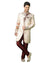 Cream & Maroon Dupioni Silk Indian Wedding Indo-Western Sherwani For Men