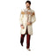 Cream Jacquard Silk Indian Wedding Indo-Western Sherwani For Men