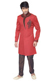 Orange Jute Silk Indian Wedding Indo-Western Sherwani For Men