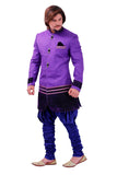 Purple Brocade Silk Indian Wedding Indo-Western Sherwani For Men