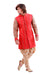 Red Brocade Silk Indian Wedding Indo-Western Sherwani For Men