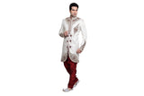 White Brocade Silk Indian Wedding Indo-Western Sherwani For Men