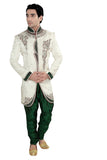 White Brocade Silk Indian Wedding Indo-Western Sherwani For Men