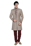 Gray Jute Silk Indian Wedding Indo-Western Sherwani For Men