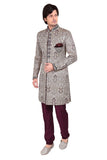 White Brocade Silk Indian Wedding Indo-Western Sherwani For Men