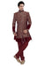 Maroon Brocade Silk Indian Wedding Indo-Western Sherwani For Men